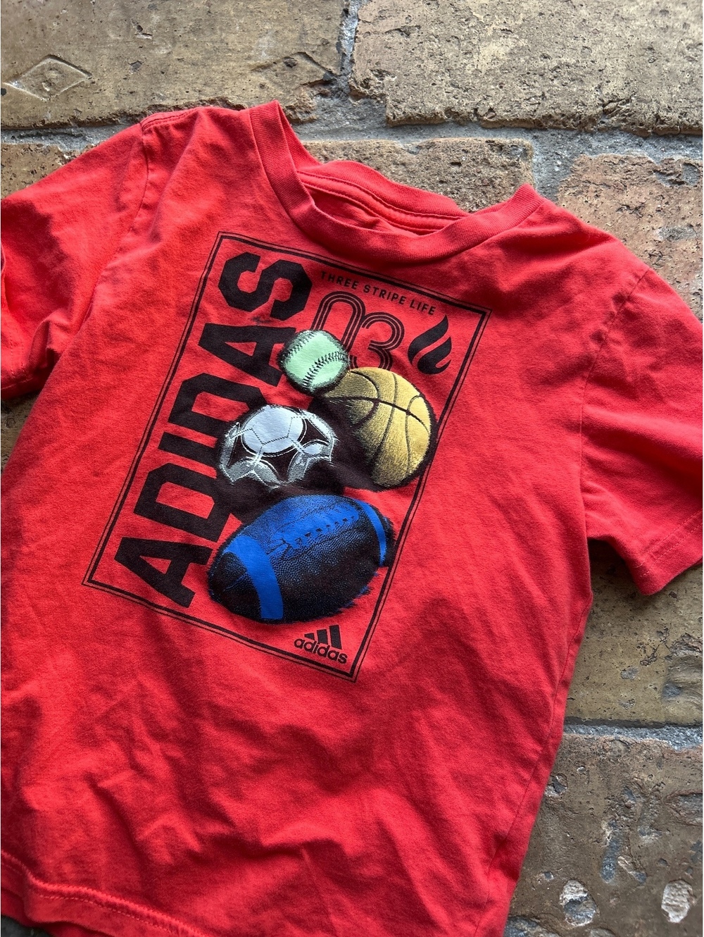Adidas Kids Red Sports Graphic T-Shirt Size 6
